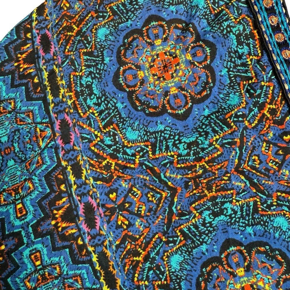 MiracleSuit Danube Bleu Tassel Tunic Caftan Cover Up Women’s Small Blue Mosaic - Picture 7 of 13